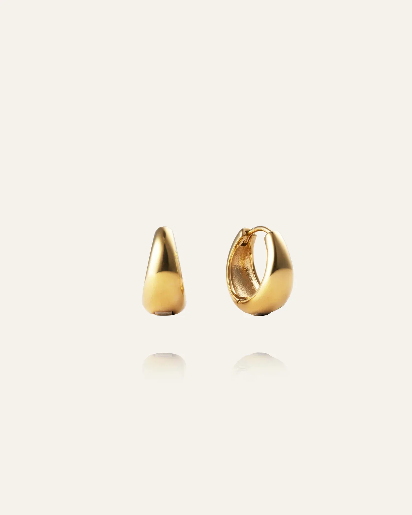 Gold plated steel bold hoop earrings
