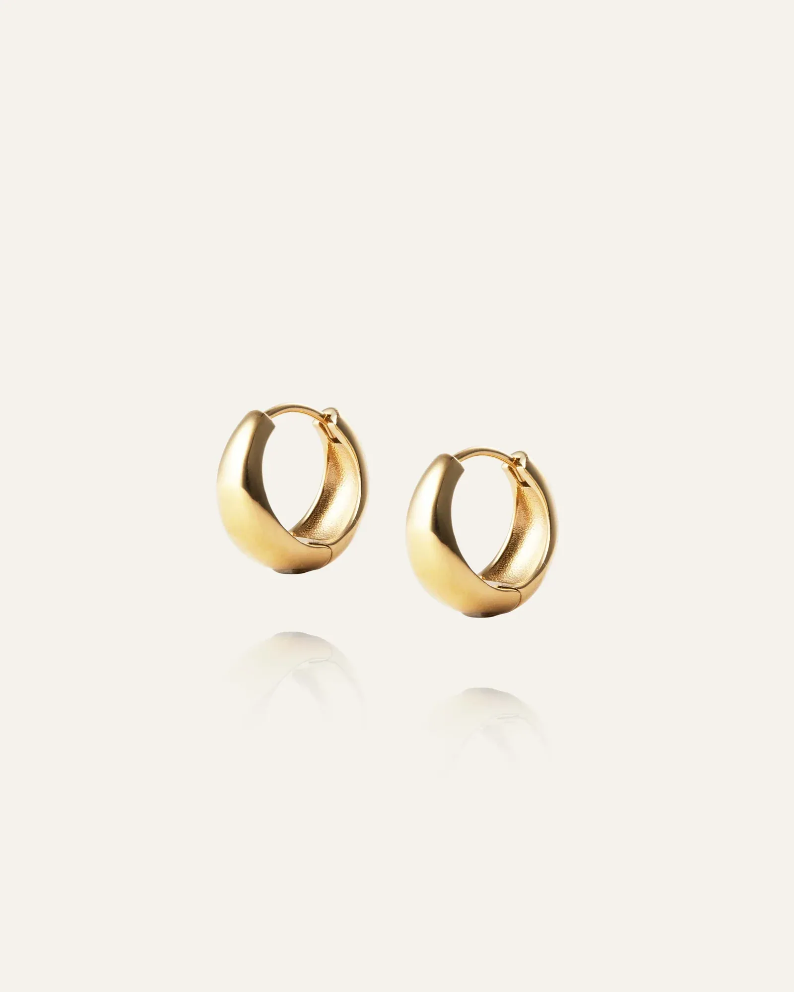 Gold plated steel bold hoop earrings