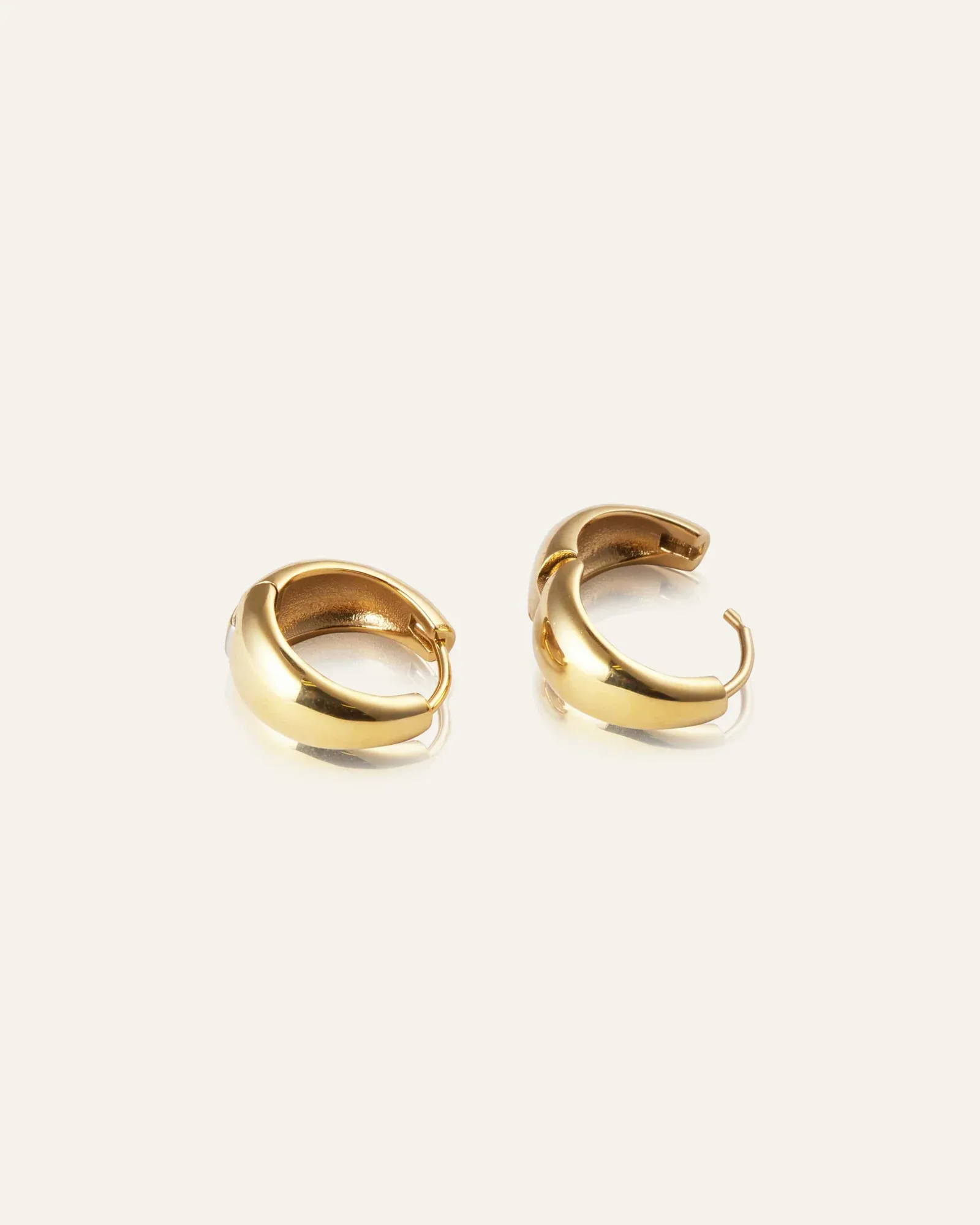 Gold plated steel bold hoop earrings