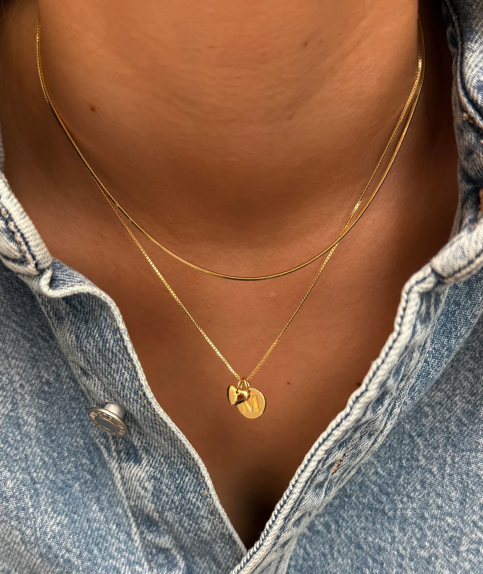Gold plated silver heart charm pendant