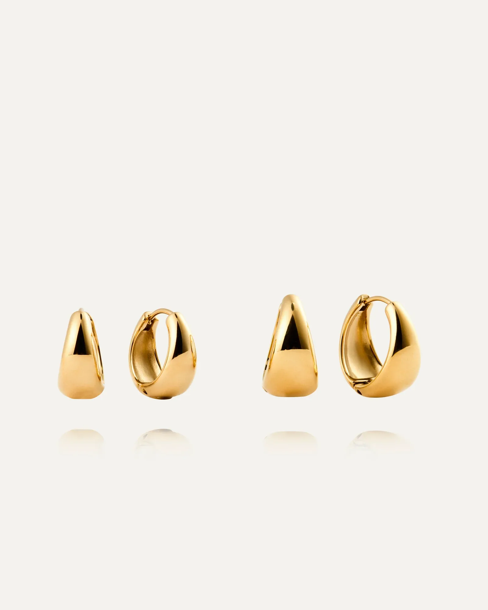 Gold plated steel bold hoop earrings