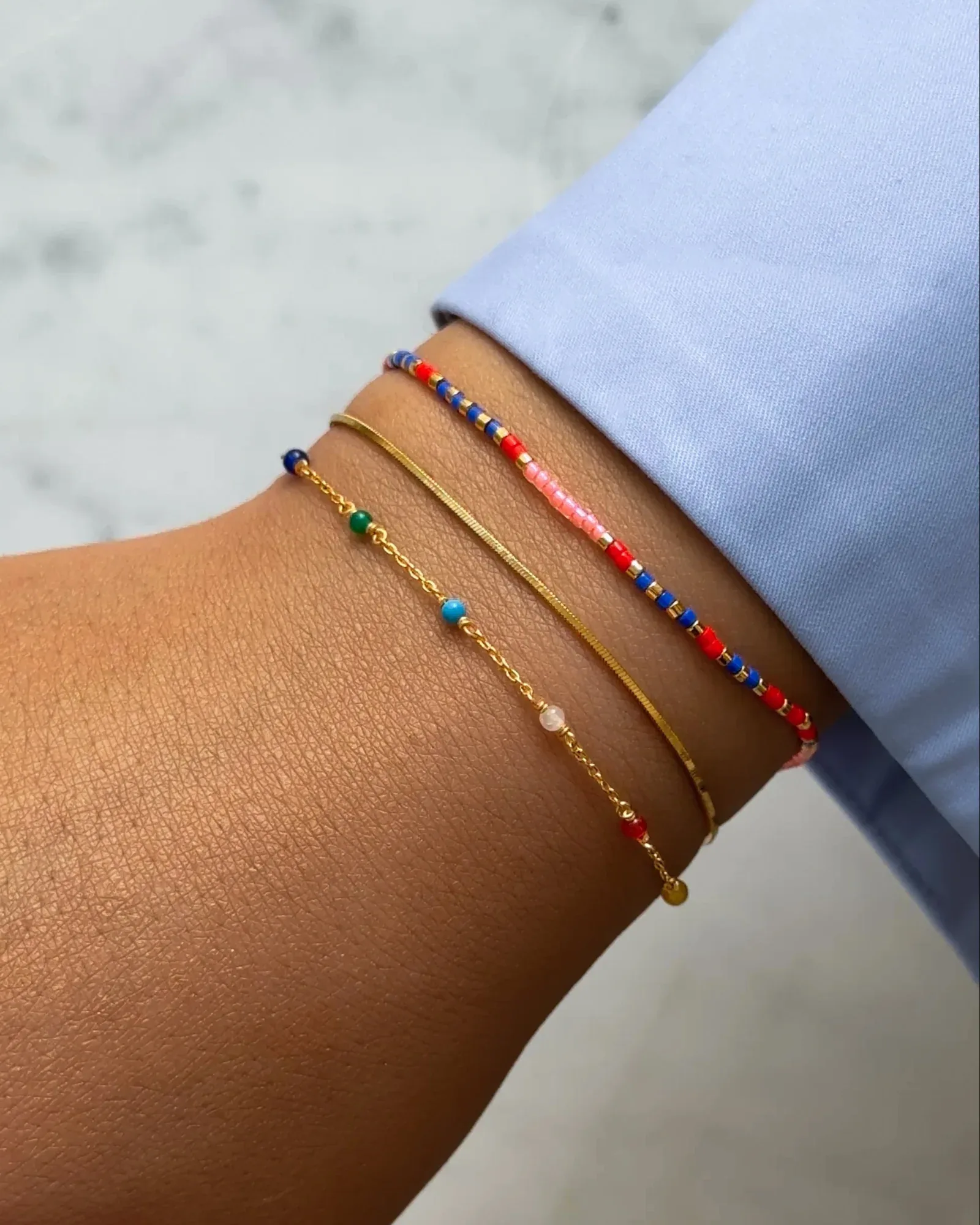 Gold morse code bead bracelet