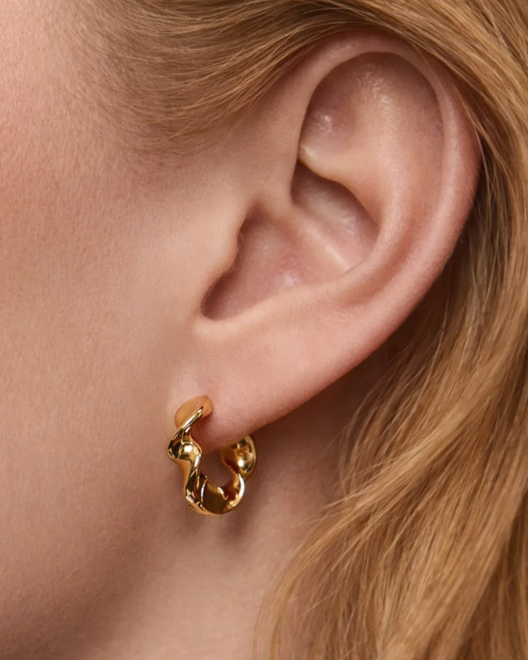 Gold plated twisted hoop earrings