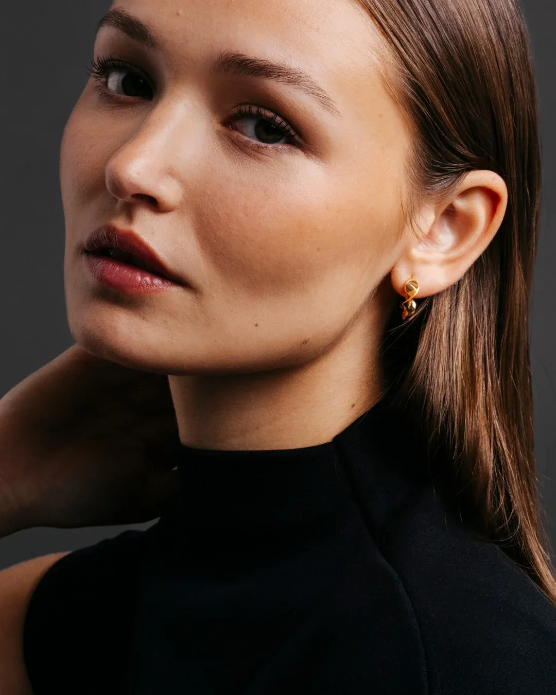 Gold plated twisted hoop earrings