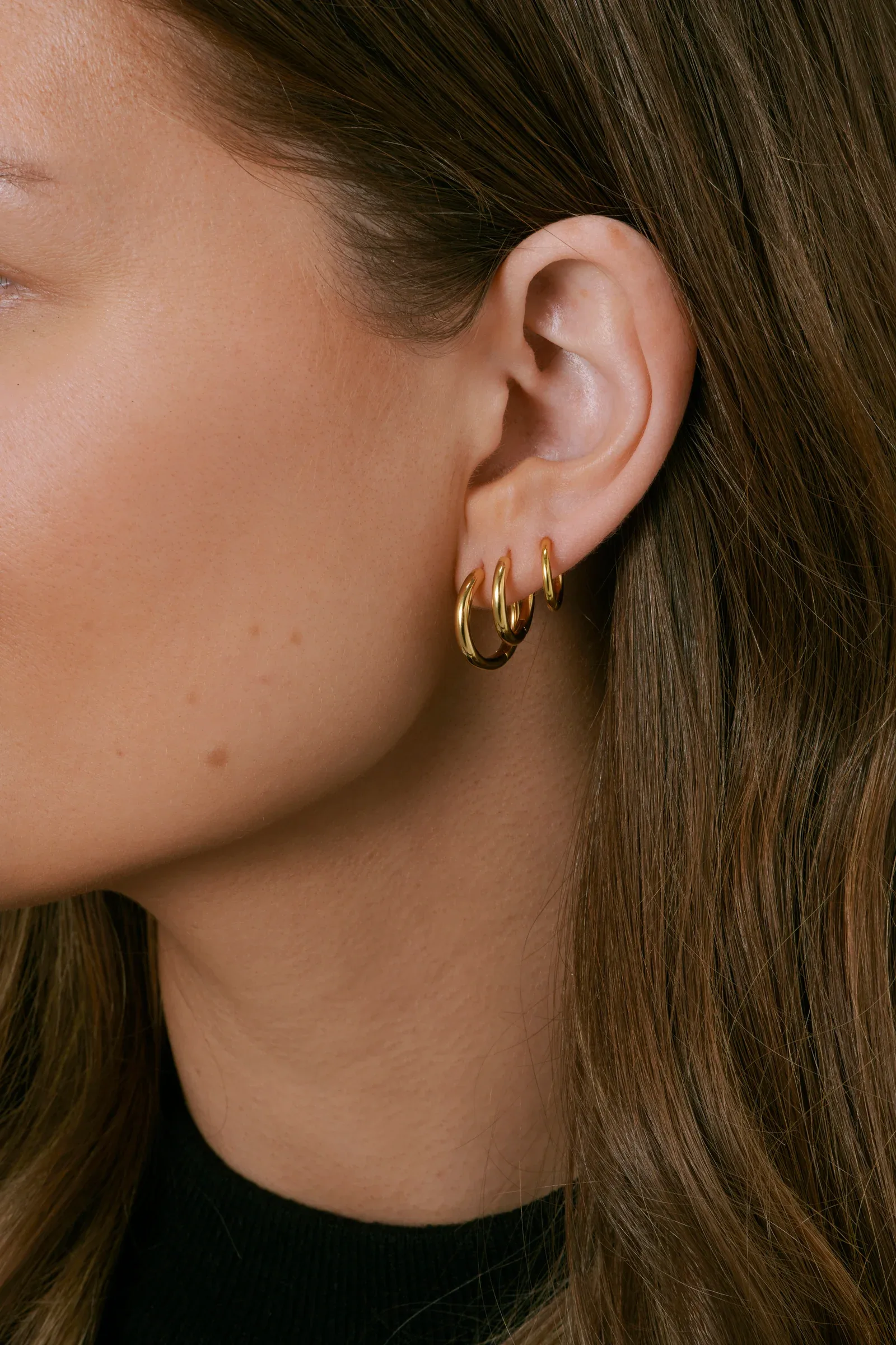 Gold plated silver chunky hoop earrings