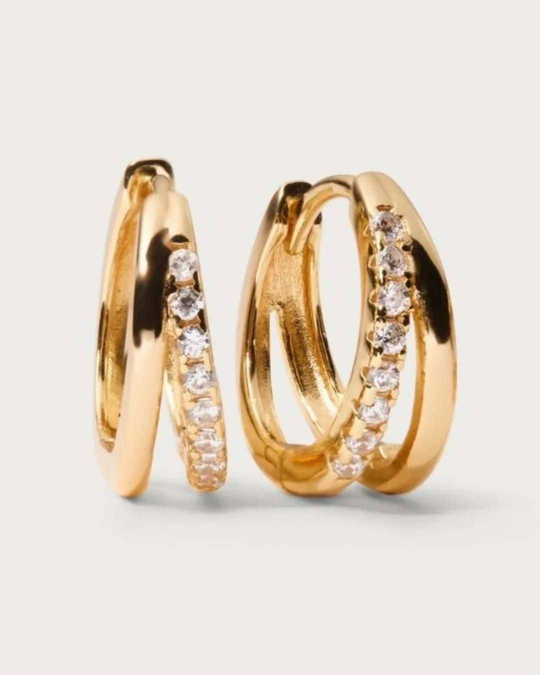 Gold plated crystal huggie hoop earrings