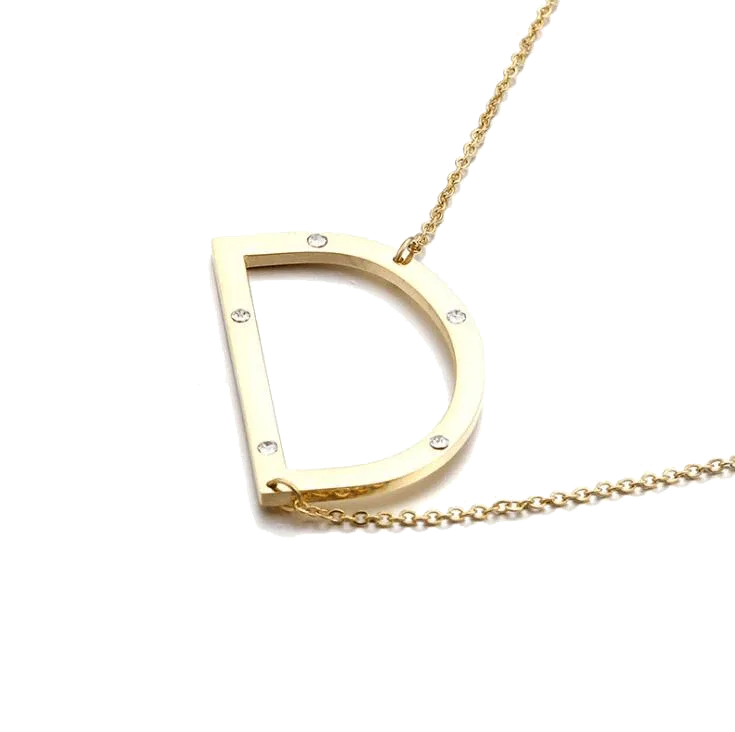 Gold stainless steel big letter necklace