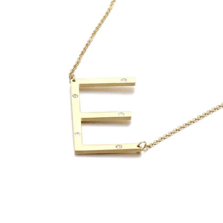 Gold stainless steel big letter necklace