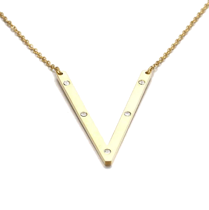 Gold stainless steel big letter necklace