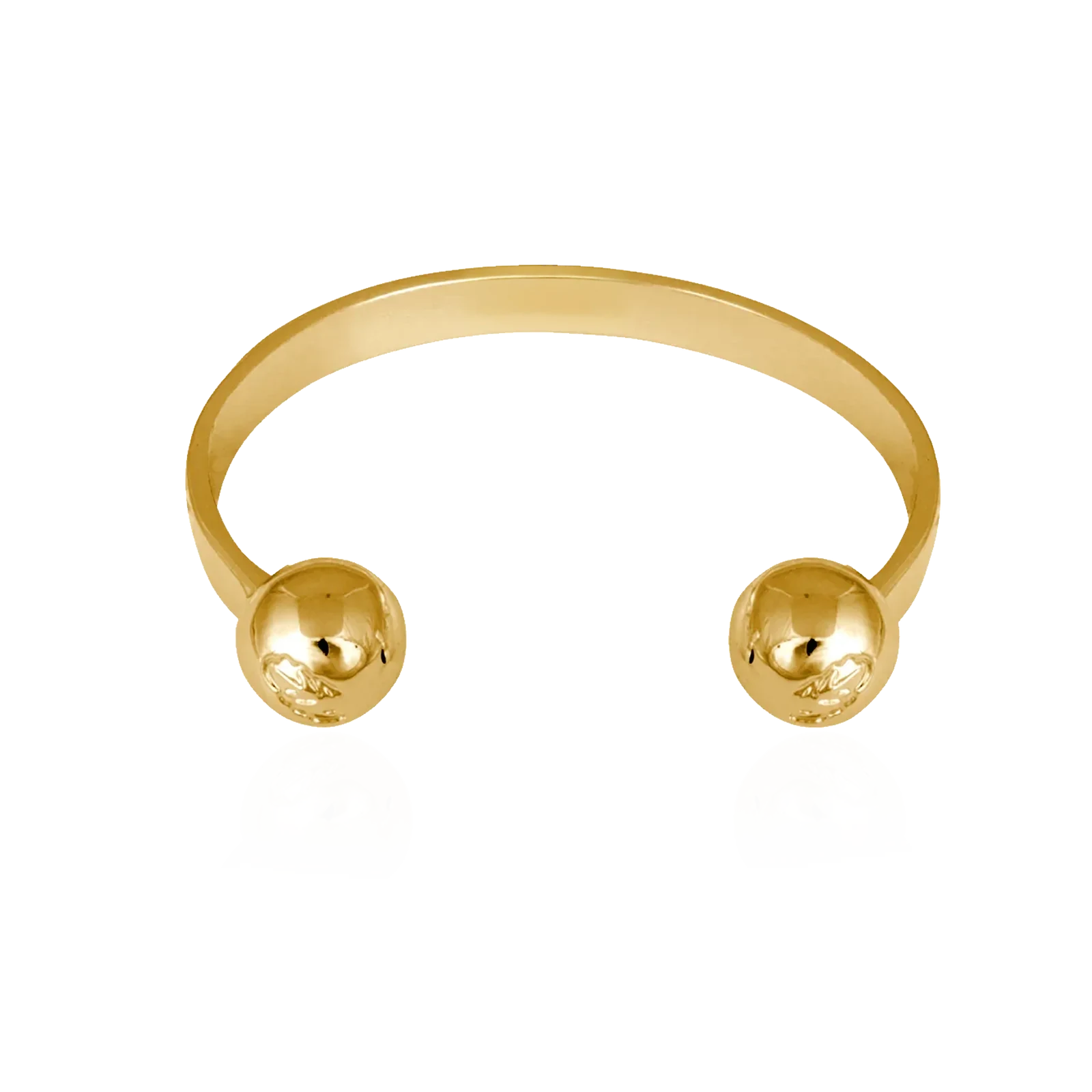 Gold plated brass ball cuff bracelet
