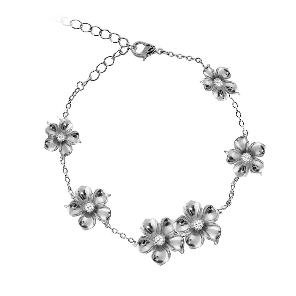 Flower Link Bracelet in silver