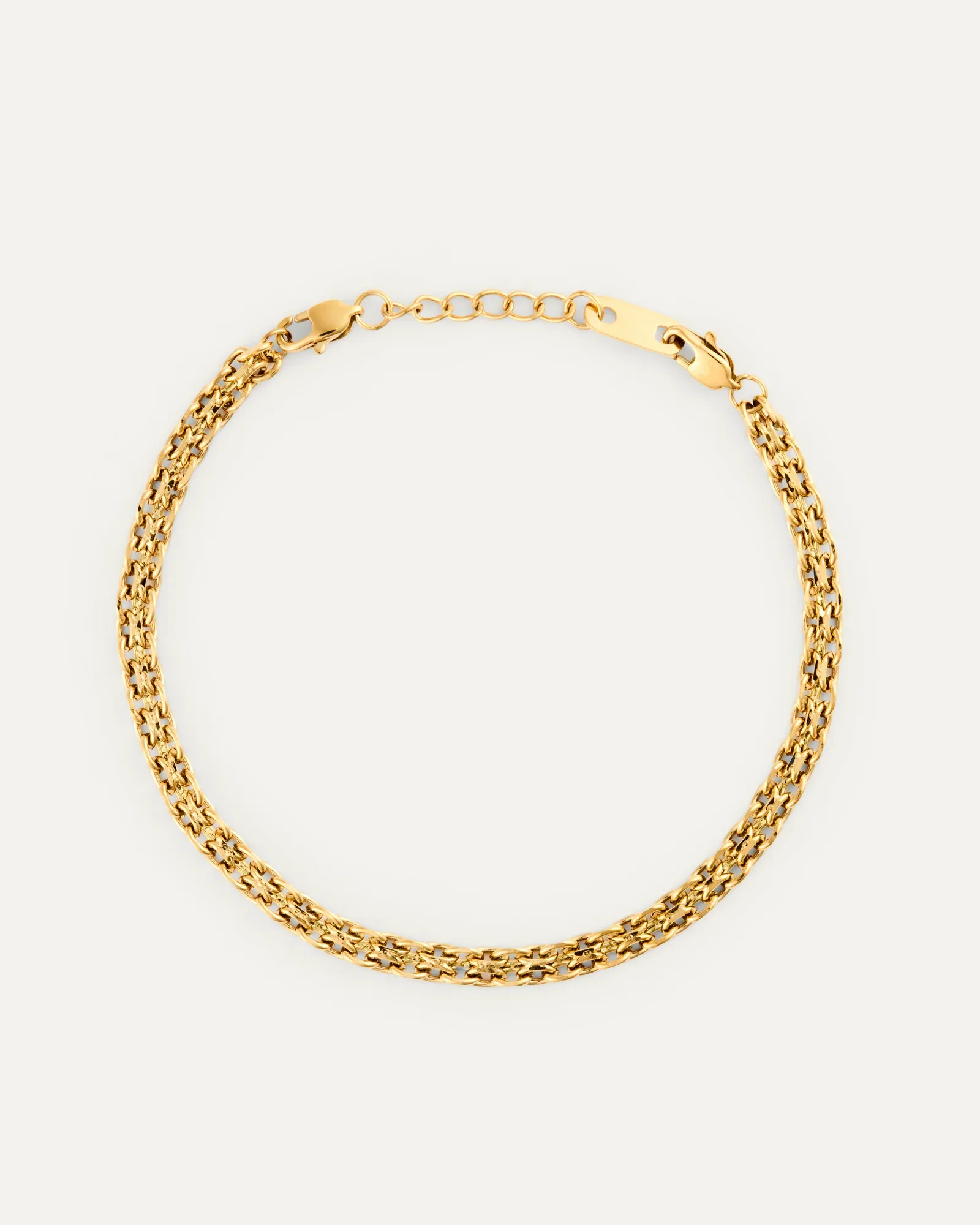 Gold plated steel fine chain bracelet