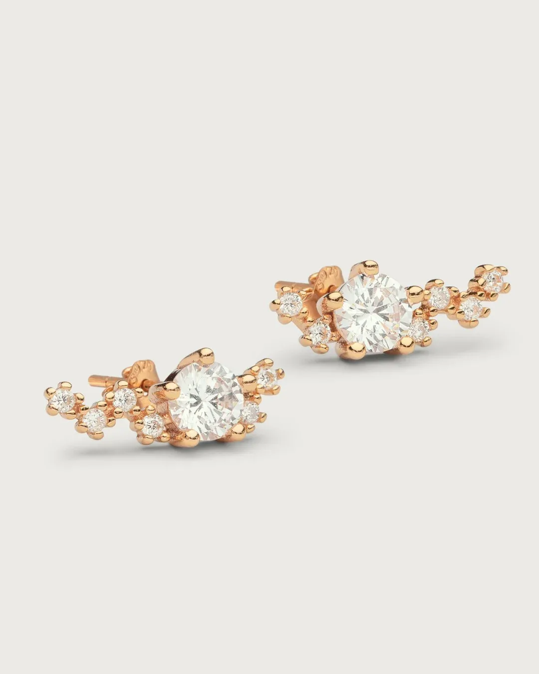 Gold plated crystal ear climber earrings