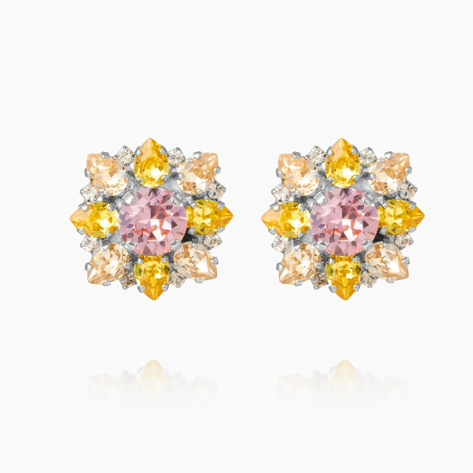 Crystal Bloom Earrings in silver