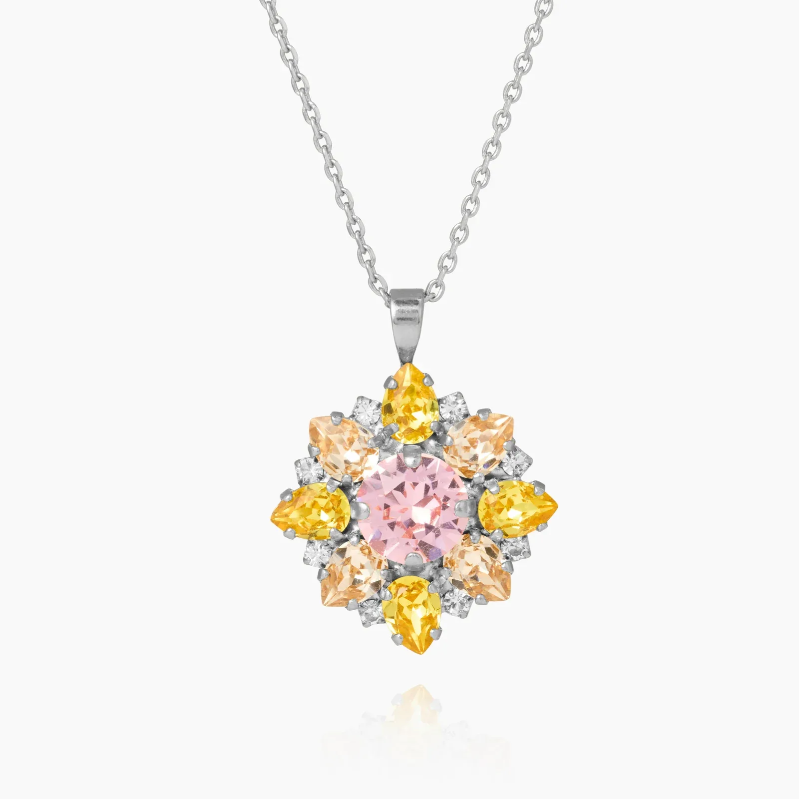 Crystal Bloom Necklace in silver