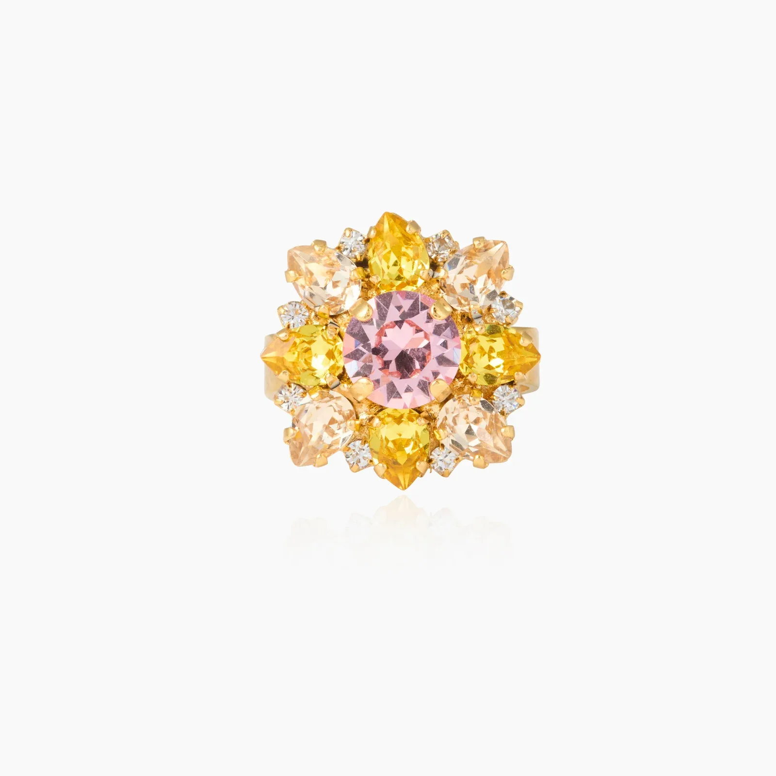 Gold crystal cluster ring