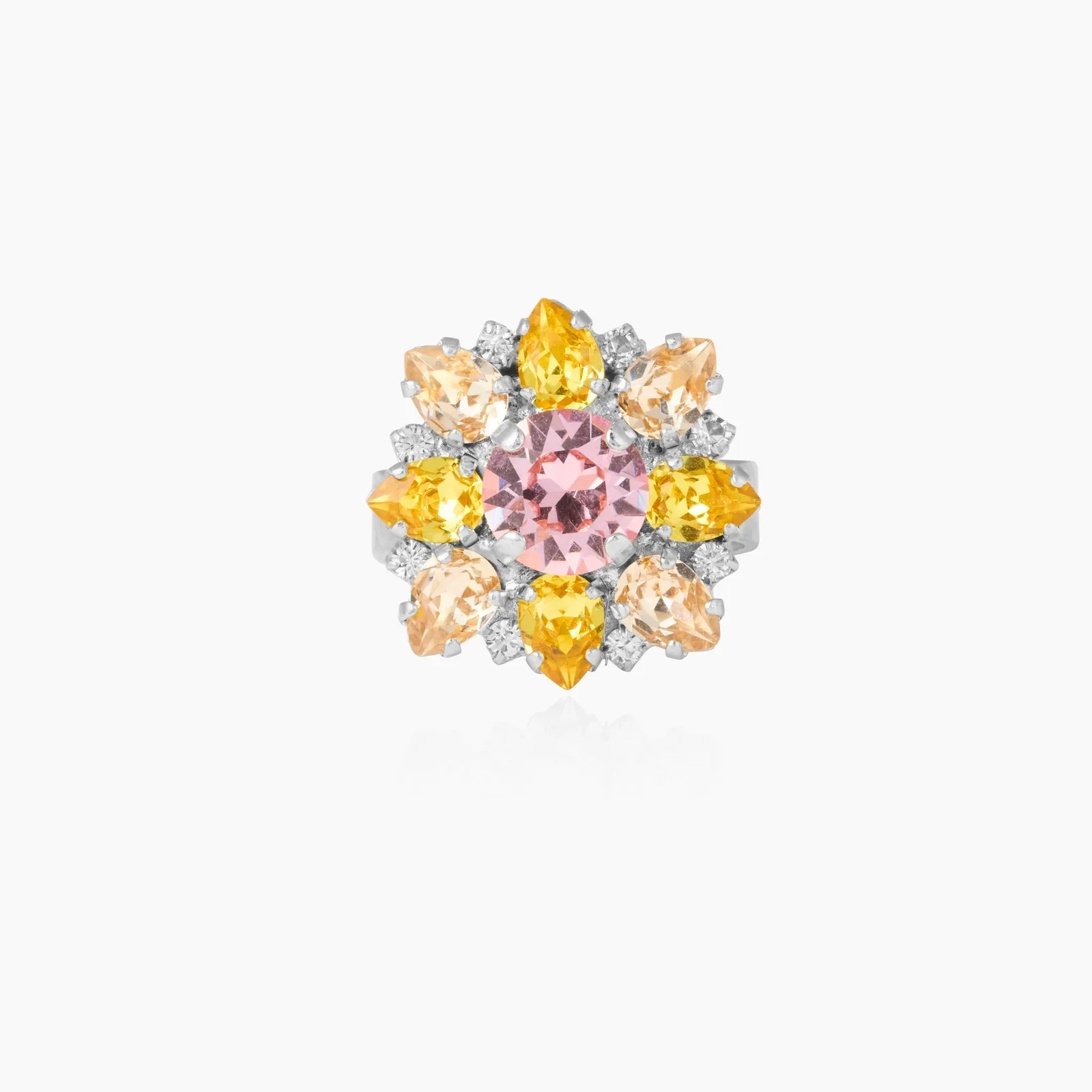 Crystal Bloom Ring in silver