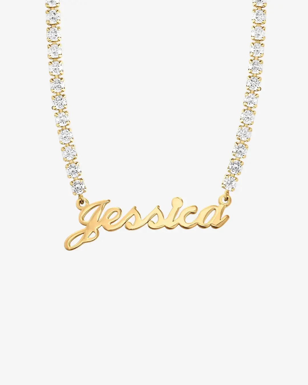 Gold script name necklace