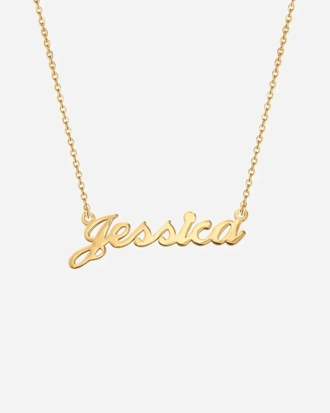 Gold script name necklace