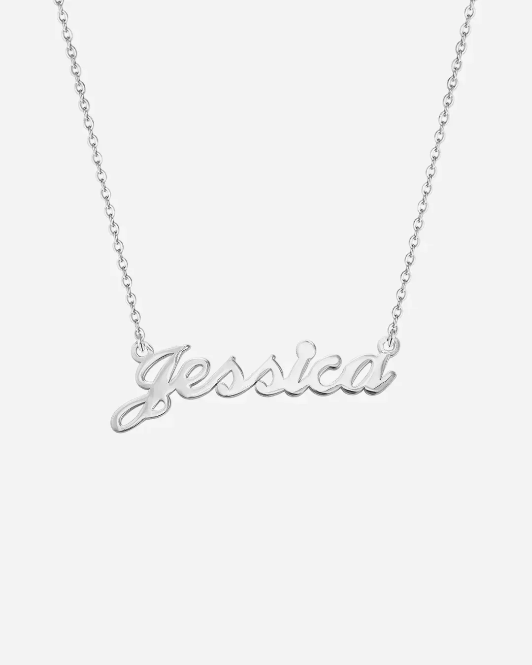 Script Name Necklace in silver