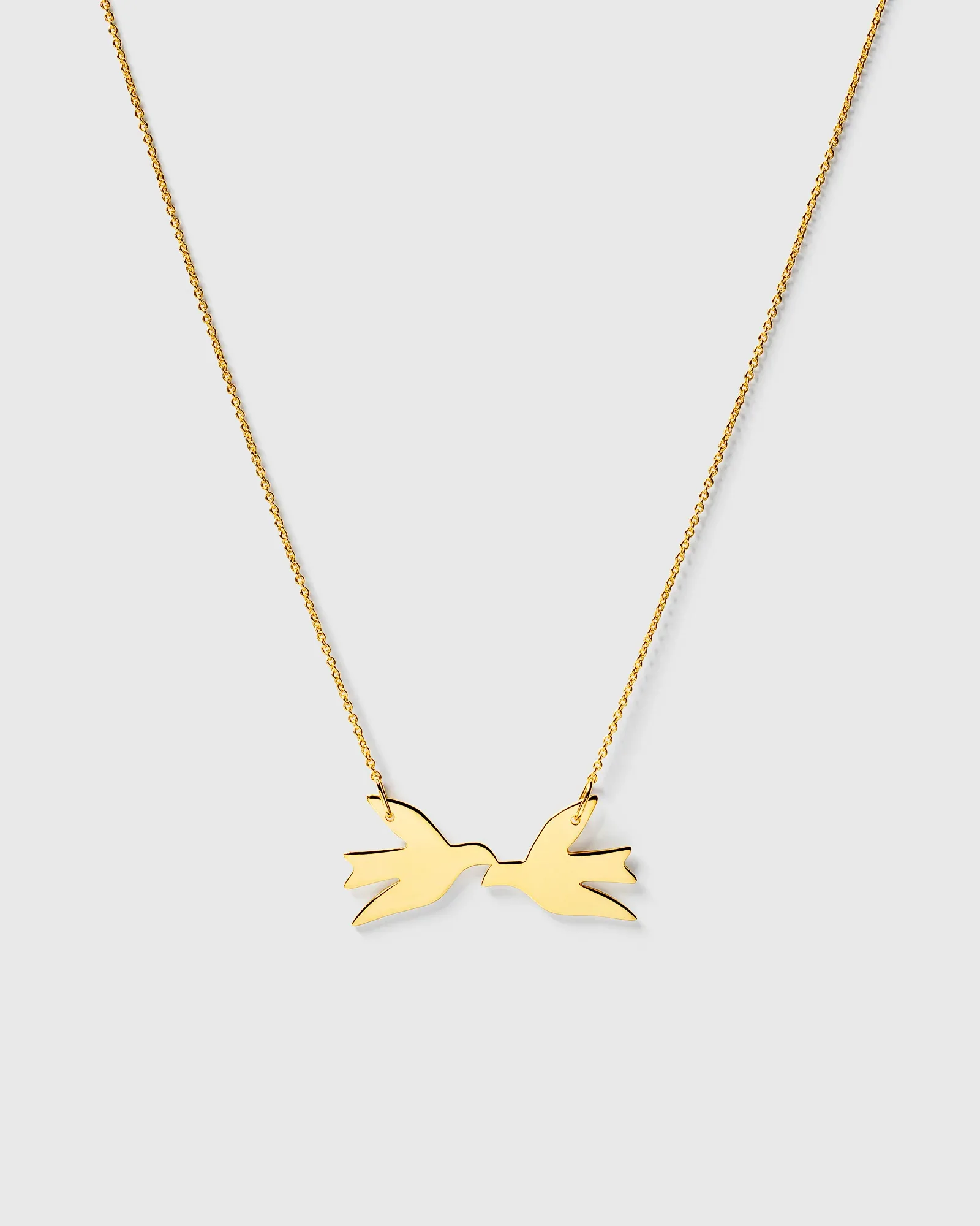 Gold two birds pendant necklace