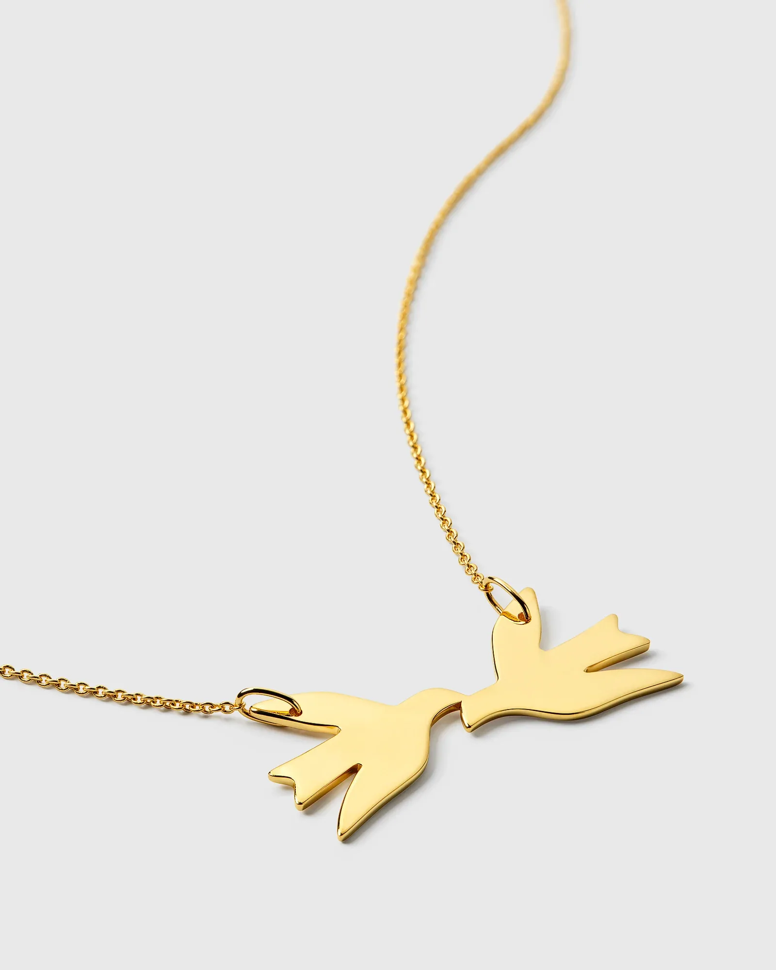 Gold two birds pendant necklace