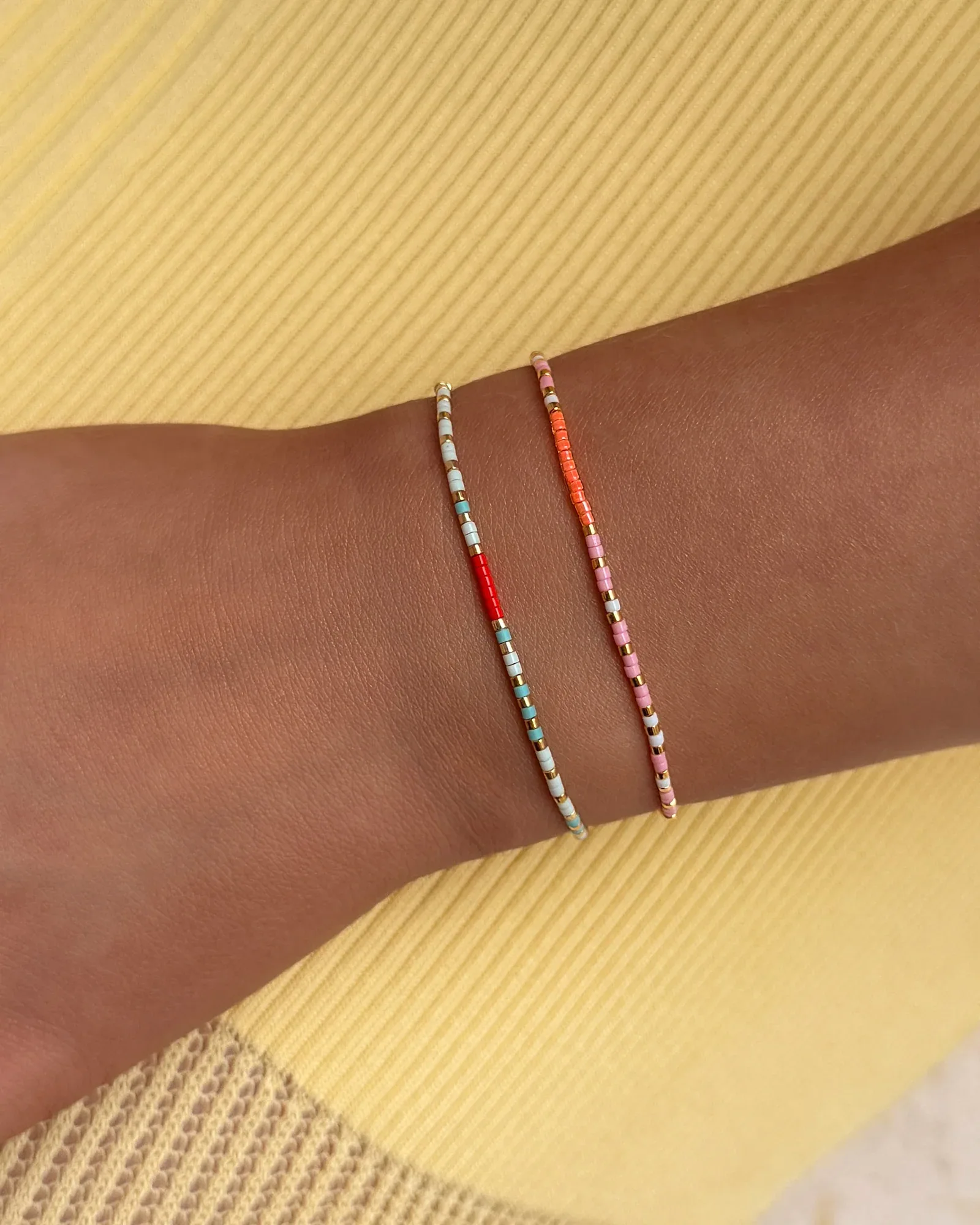 Gold morse code bead bracelet