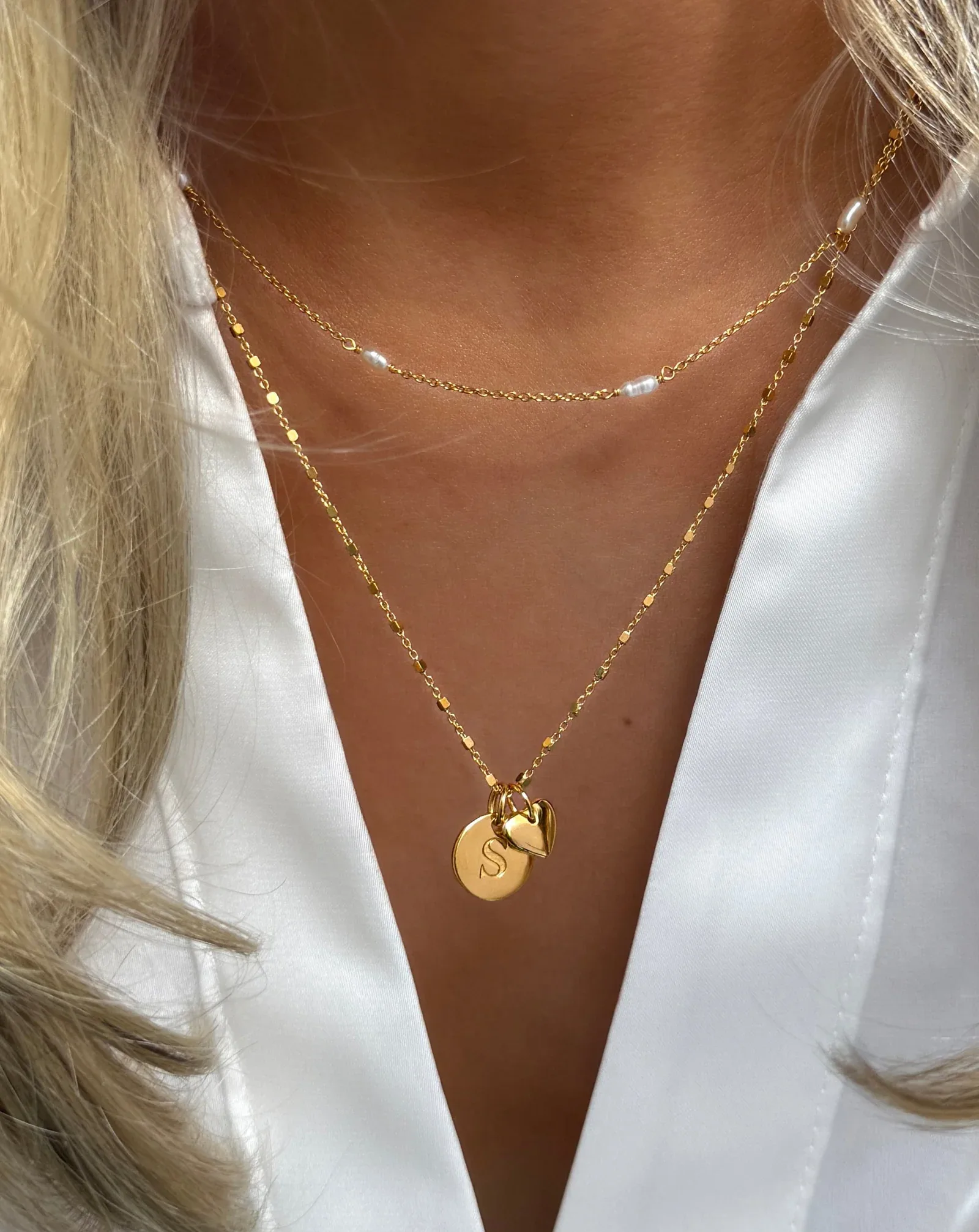 Gold plated silver heart charm pendant