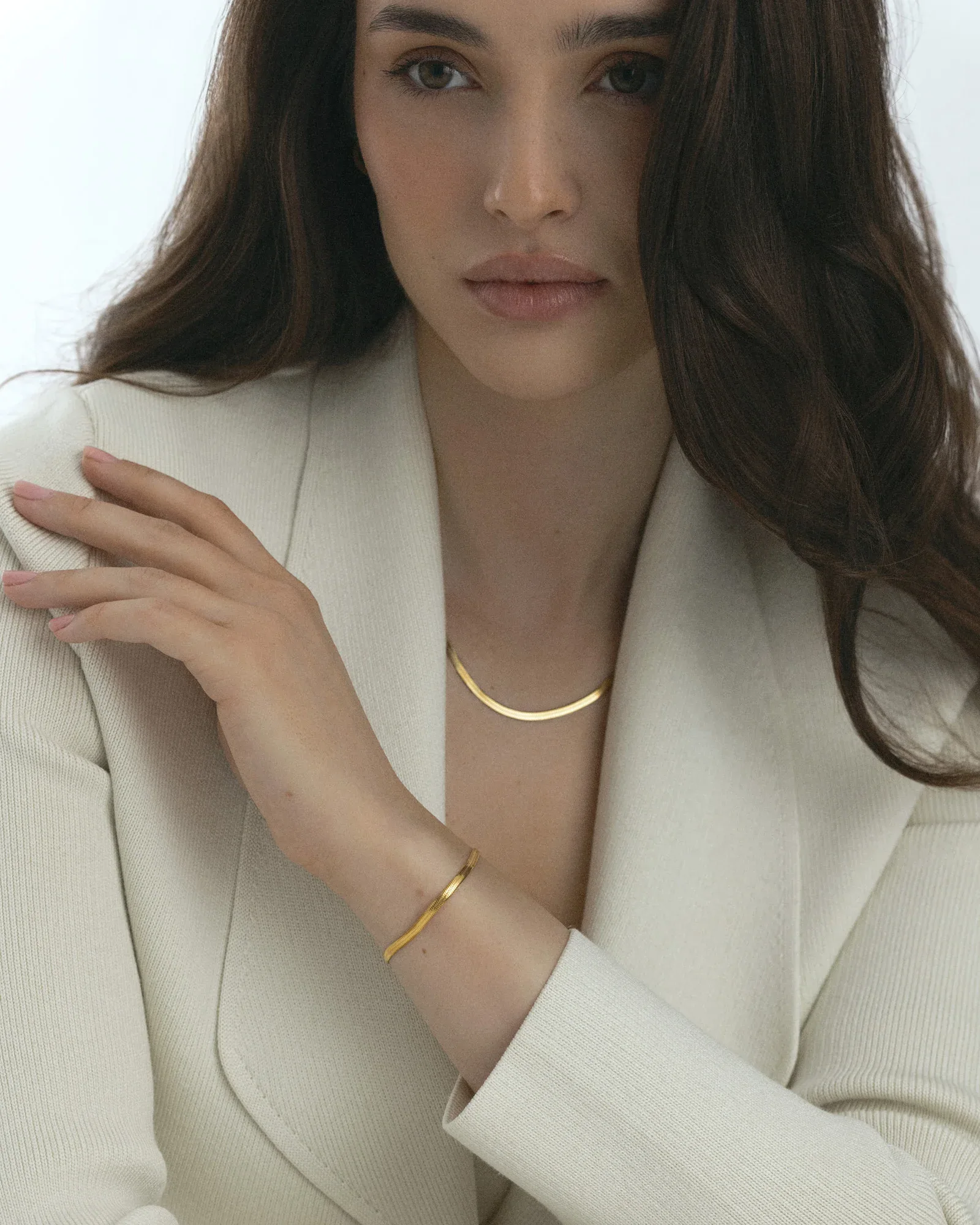 Gold plated steel snake chain bracelet