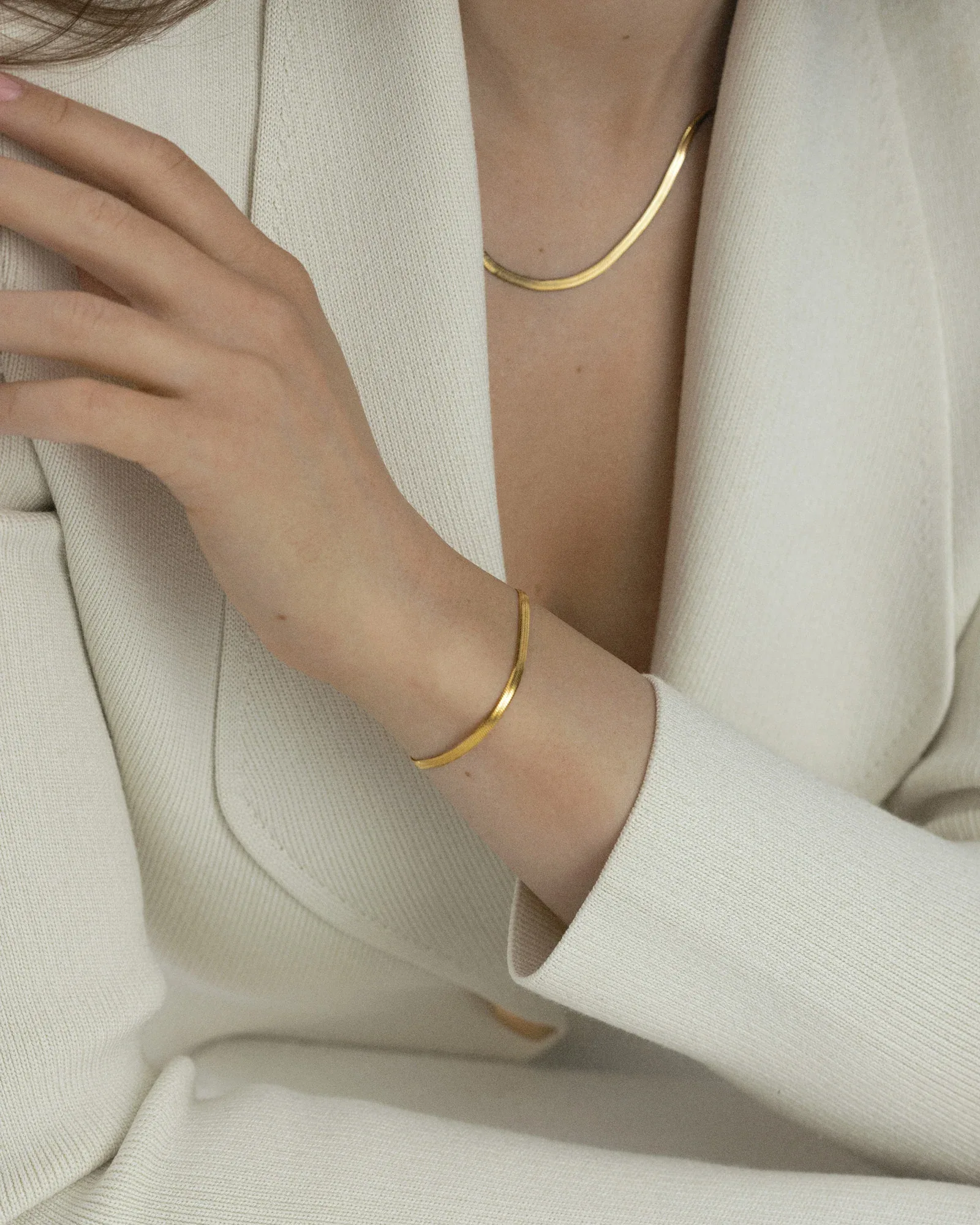 Gold plated steel snake chain bracelet
