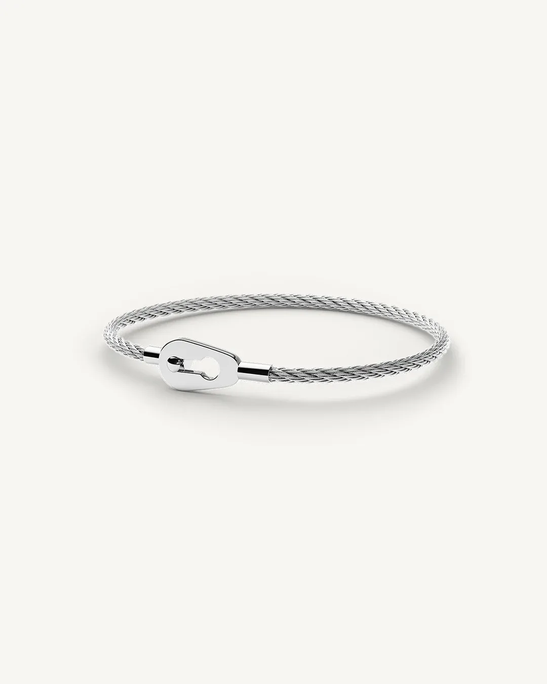 Silver steel cable bracelet