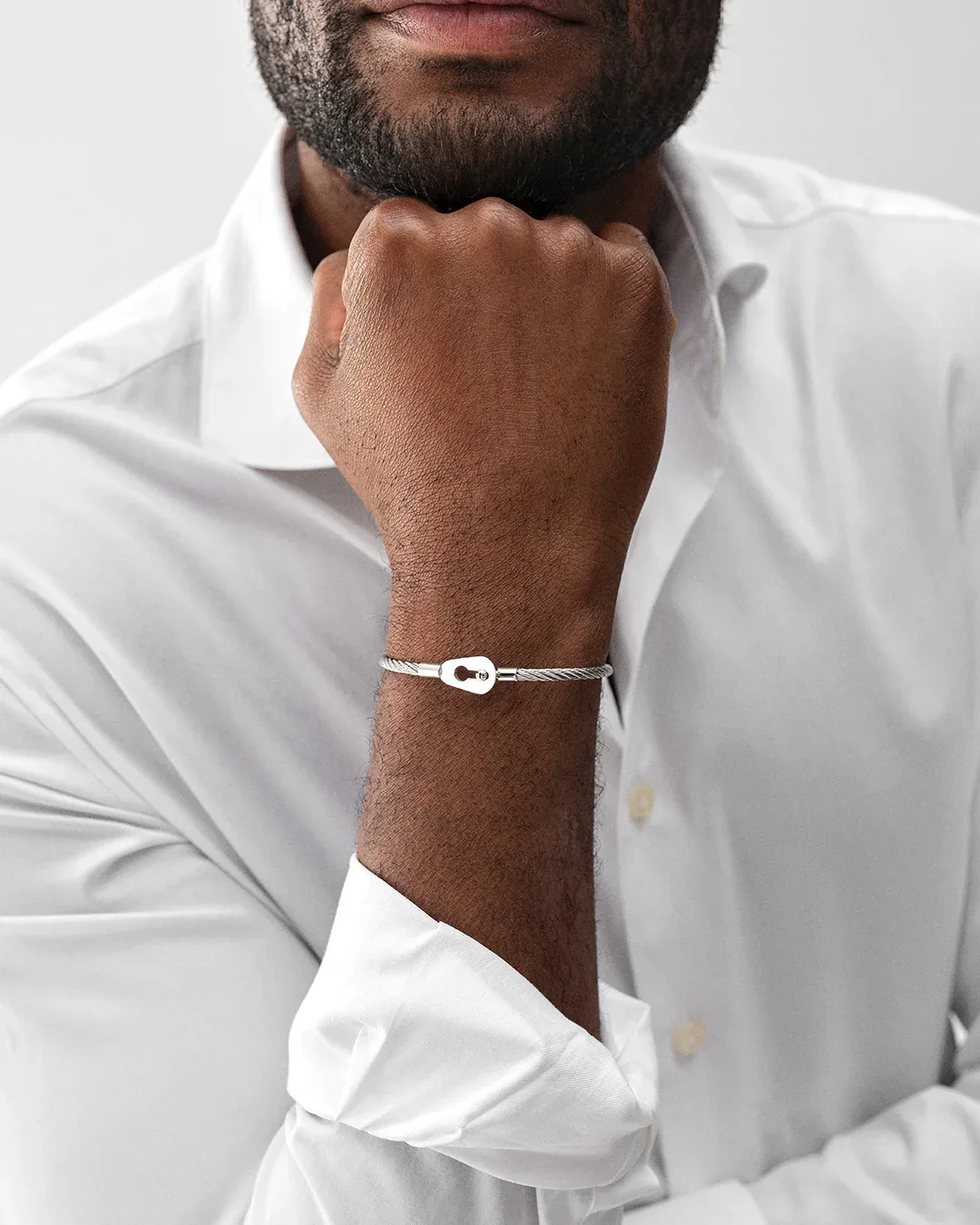 Silver steel cable bracelet