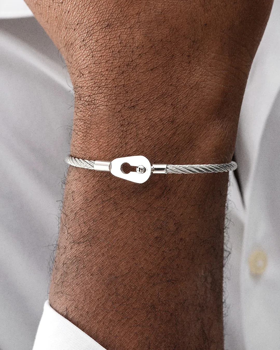 Silver steel cable bracelet