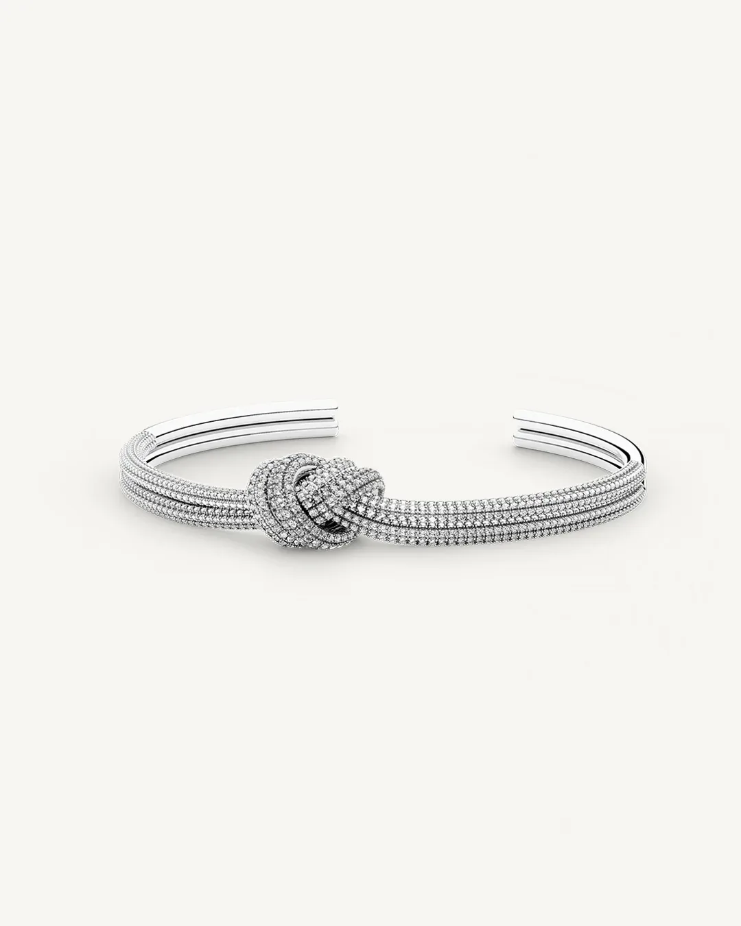 Silver pave double knot bangle