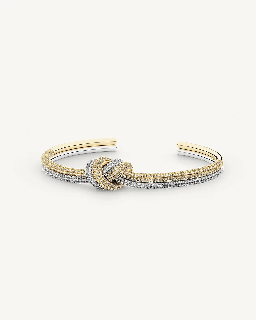 Double Knot Pave Bangle in two-tone