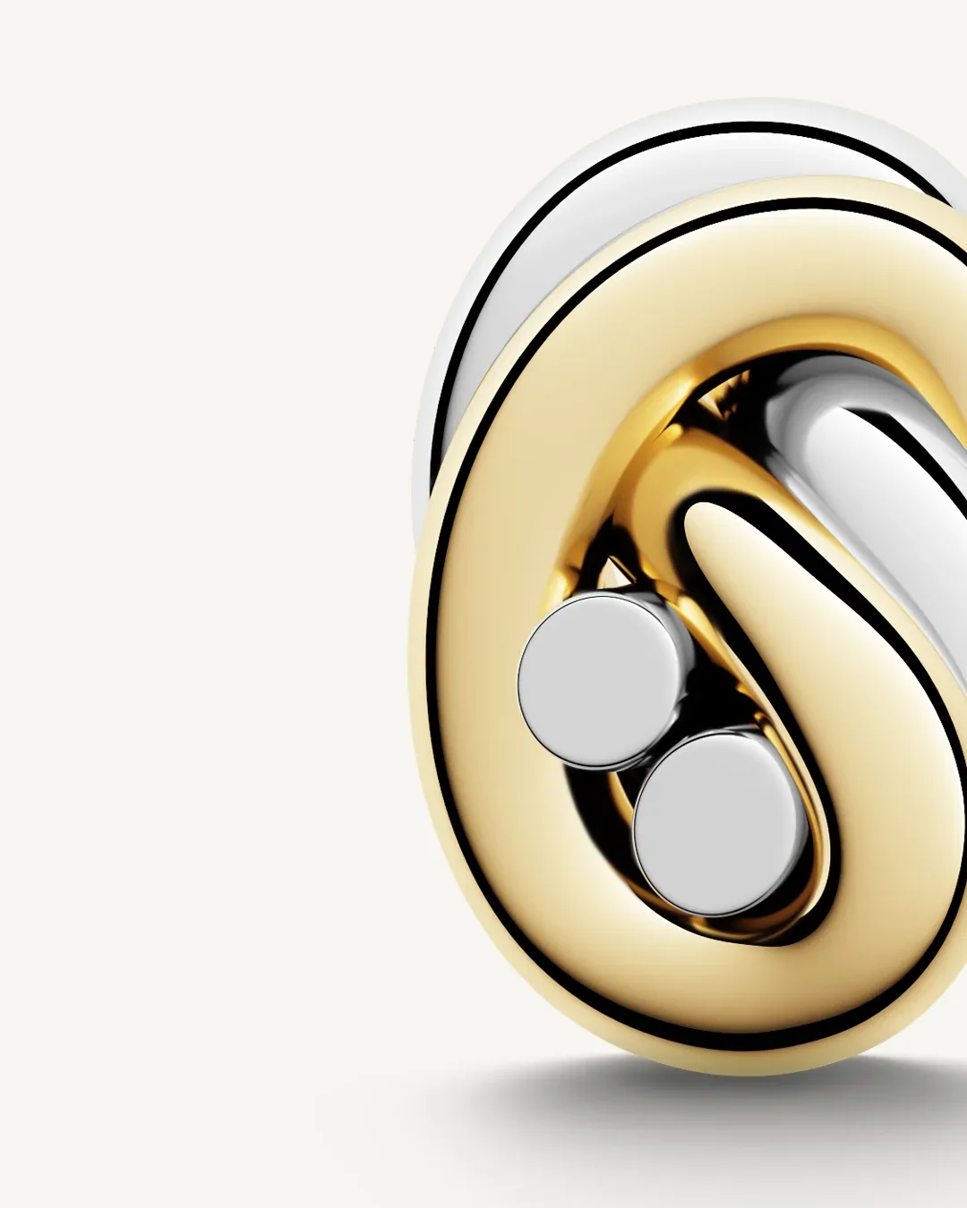 Two-tone steel double knot stud earrings
