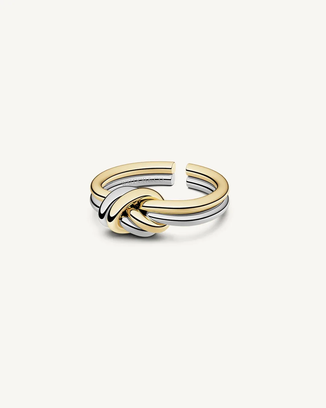 Two-tone steel double knot ring