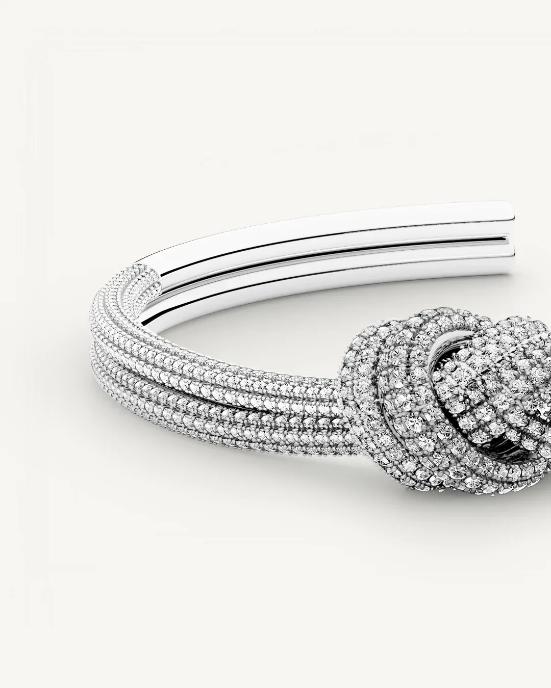 Silver pave double knot bangle