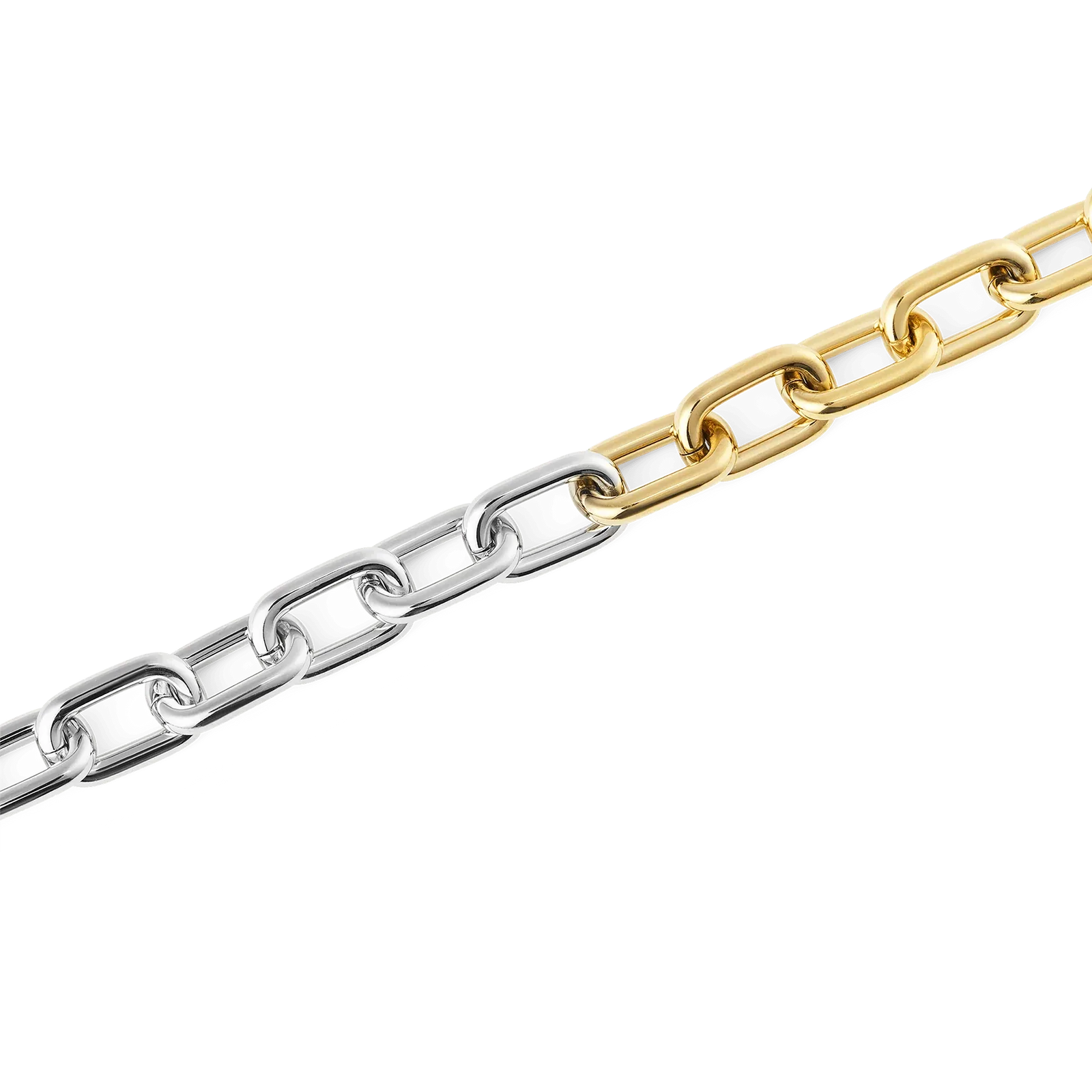 Two-tone gold and silver chunky link necklace in stainless steel