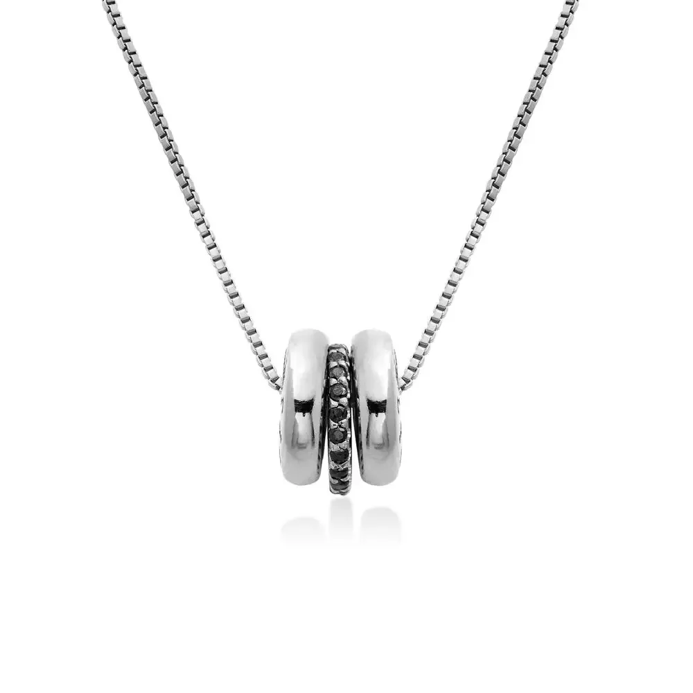 Sterling silver necklace with engraved name beads and crystals