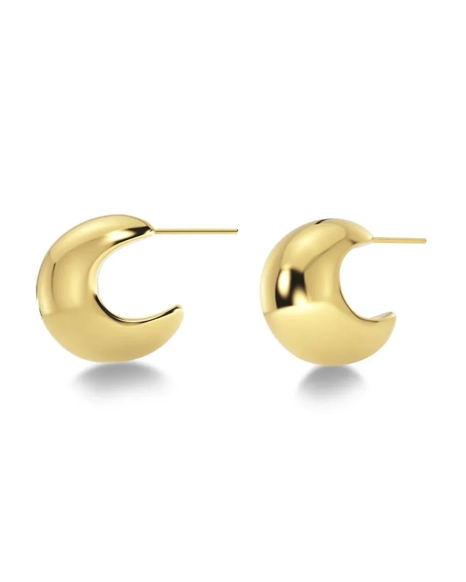 Small chunky gold plated hoop earrings in stainless steel