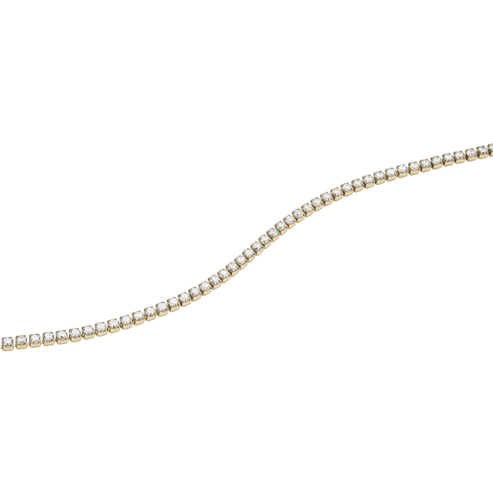 Gold plated crystal tennis bracelet in stainless steel