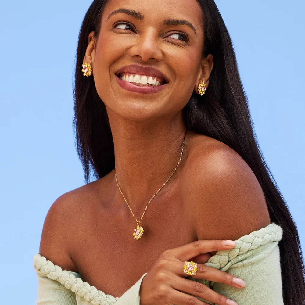 Gold crystal cluster statement earrings