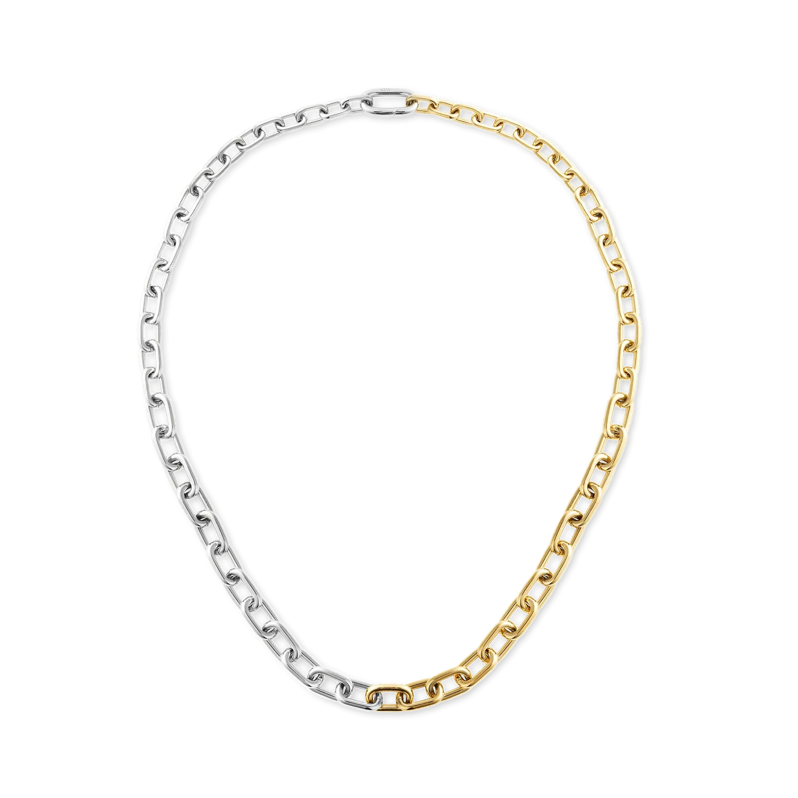 Two-tone gold and silver chunky link necklace in stainless steel