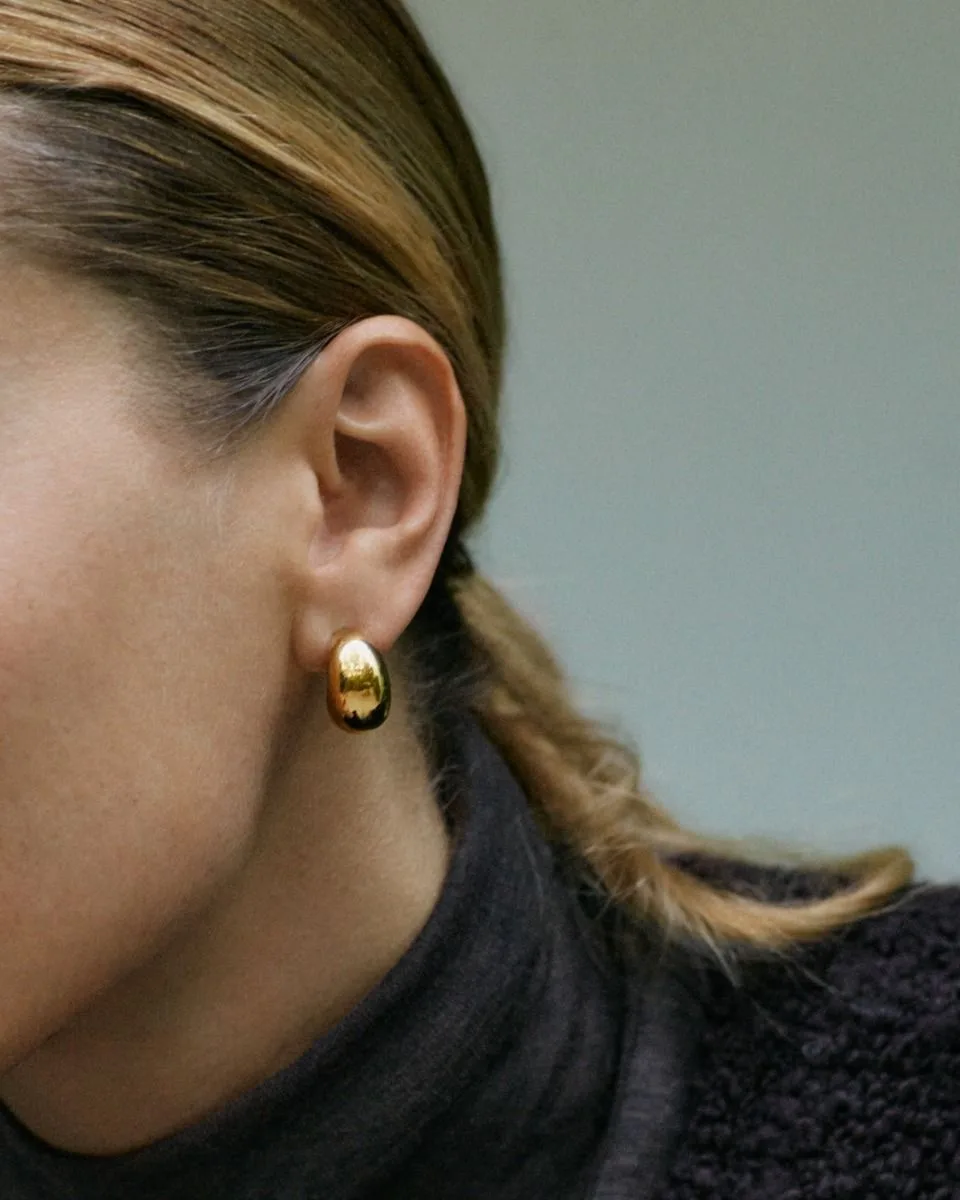 Small chunky gold plated hoop earrings in stainless steel