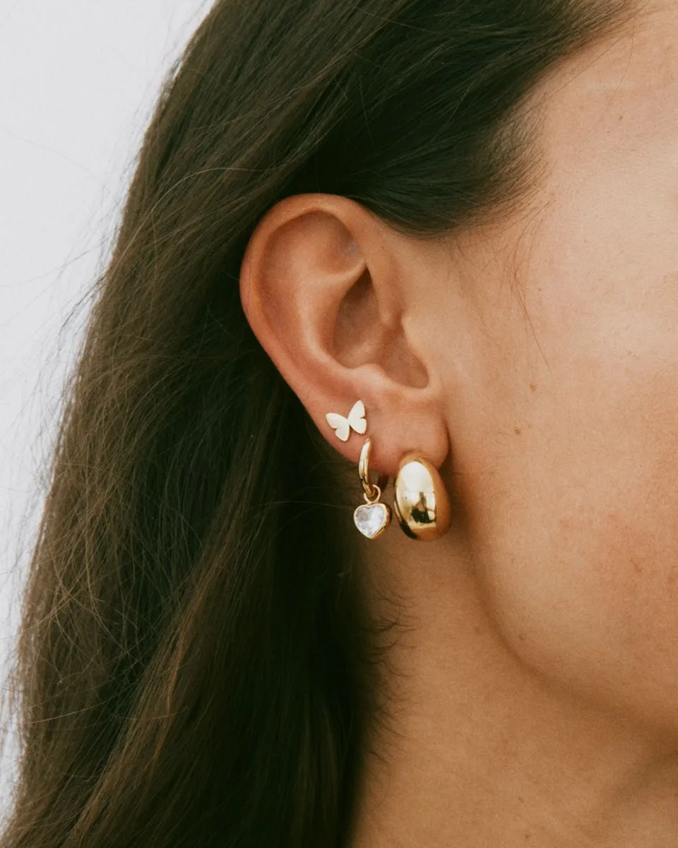 Small chunky gold plated hoop earrings in stainless steel