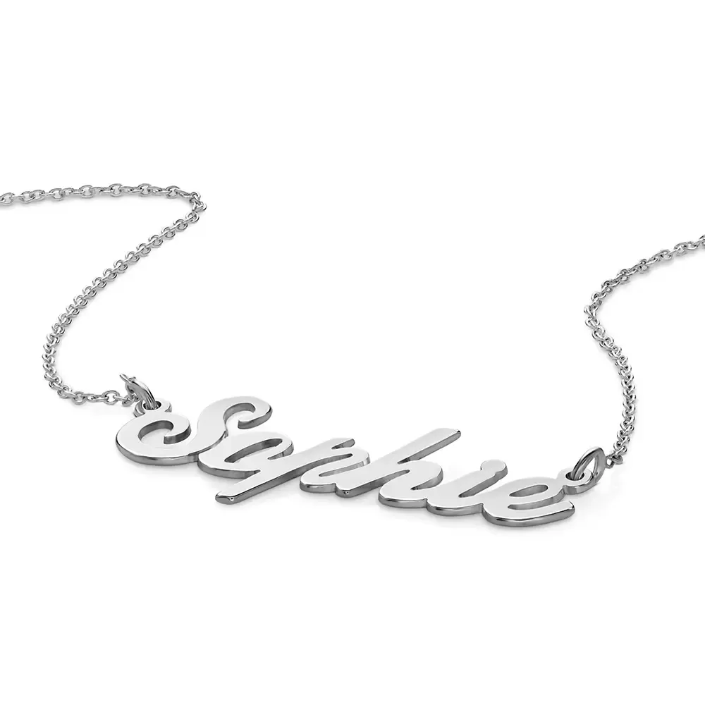 Personalised script name necklace in sterling silver