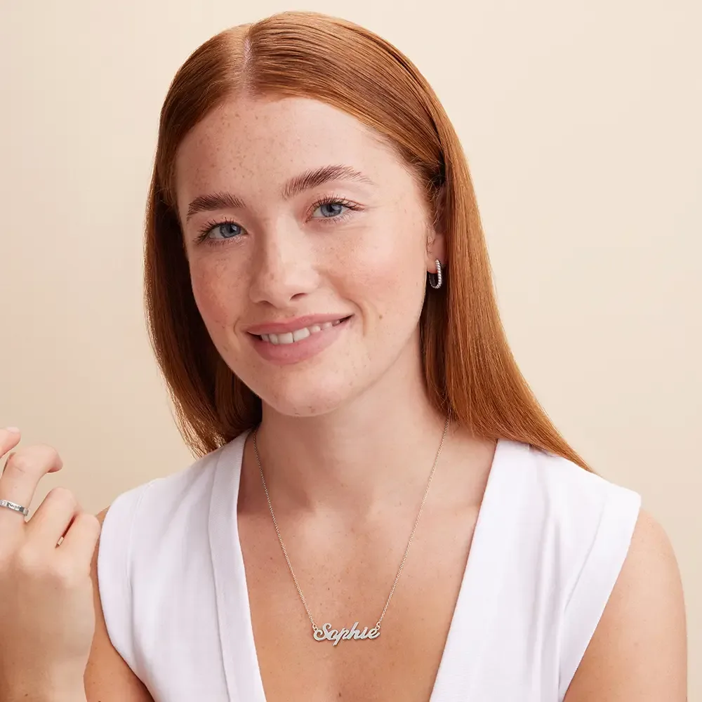 Personalised script name necklace in sterling silver