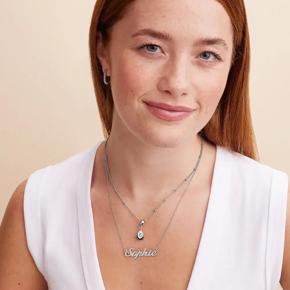 Personalised script name necklace in sterling silver